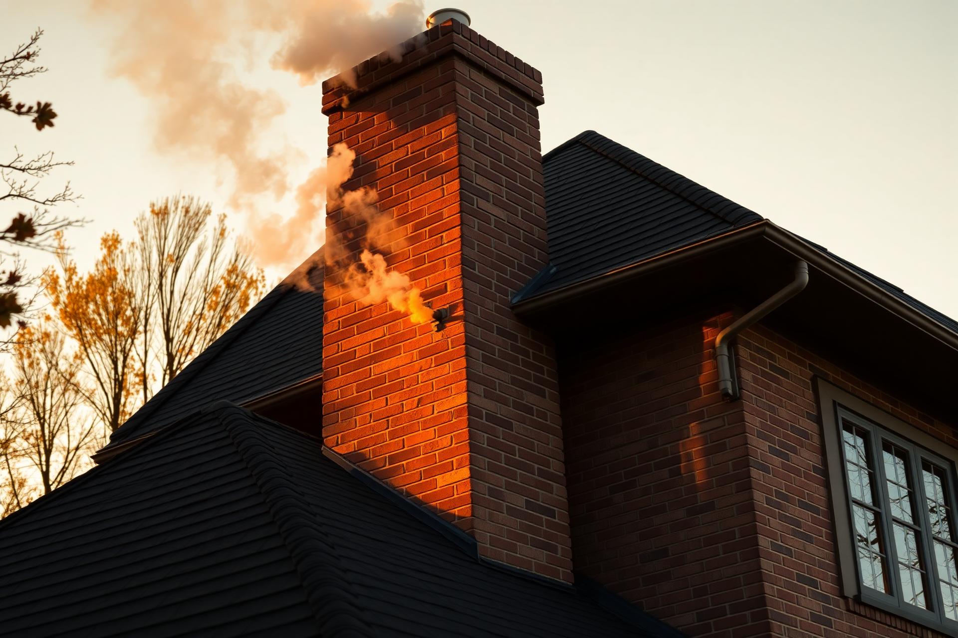 Brick chimney at golden hour